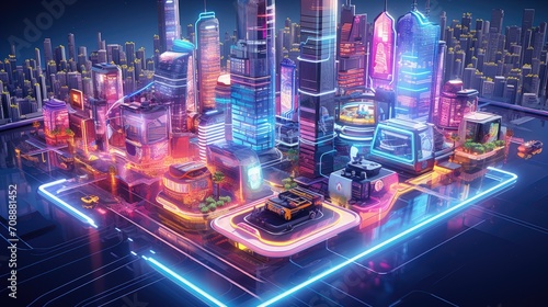 Isometric cityscape with futuristic technology © aimanasrn