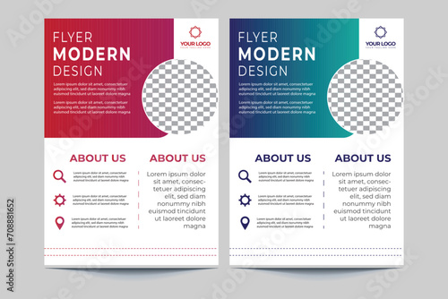 2 creative business agency flyer template design, marketing, business proposal, promotion, advertise, publication, cover page. marketing social media post template with background. photo