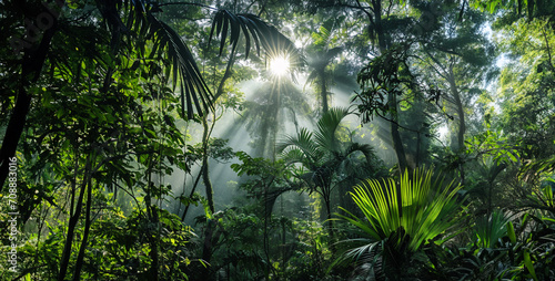 sun shining through the trees  motion collective jungle with overcast