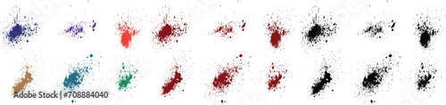 Horror set of splash black, green, red, purple, blue, pink color grunge texture blood illustration background