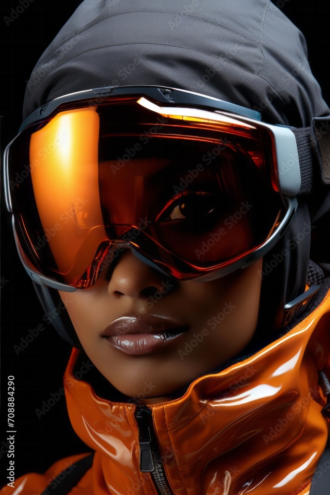 Photo Realistic of a Skier in a Sleek Ski Suit and Goggles, Generative AI Photo Realistic of a Skier in a Sleek Ski Suit and Goggles, Generative AI