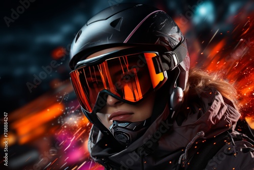 Photo Realistic of a Skier in a Sleek Ski Suit and Goggles, Generative AI