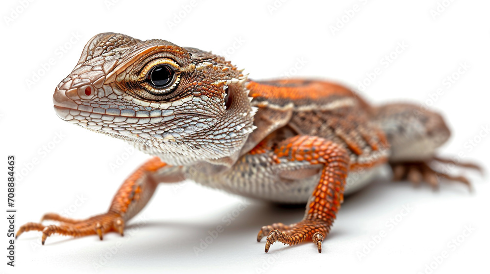 Naklejka premium Detailed cute lizard on a white background