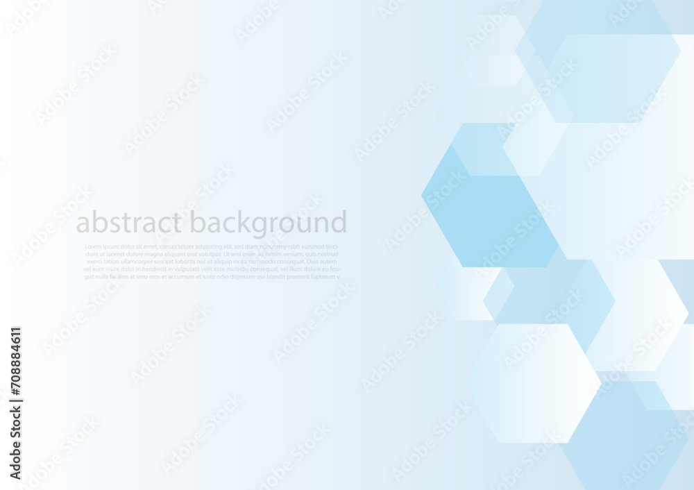 Fototapeta premium Geometric abstract background with blue hexagons. Structure molecule and communication. Science, technology and medical concept. Vector illustration