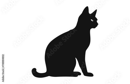 Burmese Cat black Silhouette Vector isolated on a white background