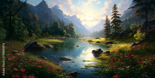 sunrise over the mountains, sunrise in the mountains, worthy scene that epitomizes the beauty of nature