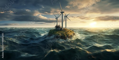 wind turbine in the sea, wind turbines in the sea, wind turbine offshore photo