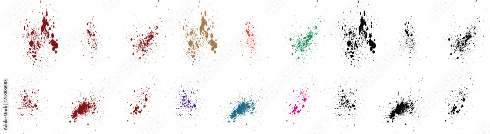 Bleeding set of blood paint decorative black, green, red, purple, blue, pink color paintbrush splash background set Bleeding set of blood paint decorative black, green, red, purple, blue, pink color paintbrush splash background set