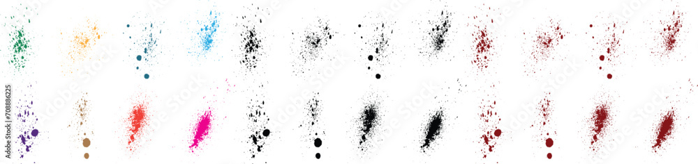 Ink blood vector brushstroke black, green, red, purple, blue, pink color grunge blots background set Ink blood vector brushstroke black, green, red, purple, blue, pink color grunge blots background set