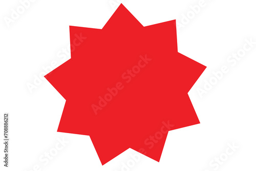 et of red price sticker, sunburst badges icon. Stars shape with different number of rays. Red starburst speech bubble set or labels