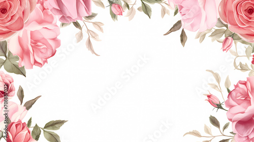 Empty floral frame with copy space for greeting card or invitation design