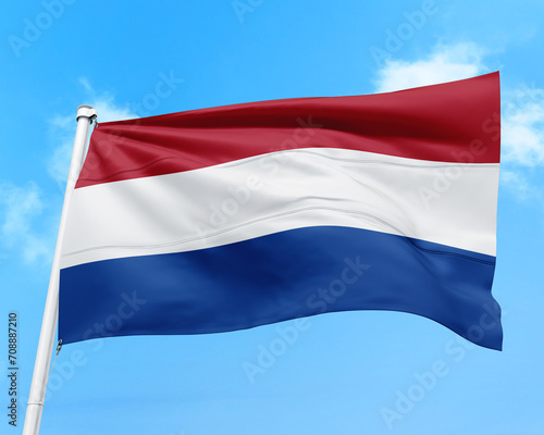 Free Download Netherlands flag fluttering in the wind on sky. - GFXLoad