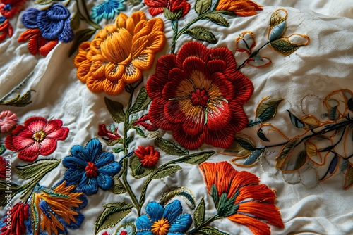 Colorful flowers embroidere...