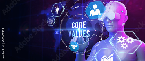 Business, Technology, Internet and network concept. Core values responsibility ethics goals company concept. 3d illustration