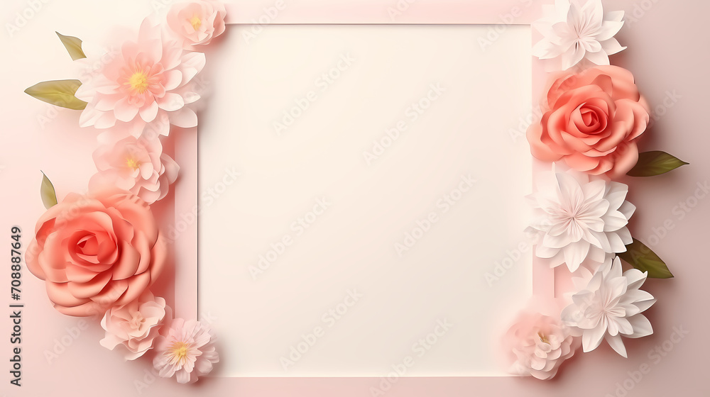 Empty floral frame with copy space for greeting card or invitation design Empty floral frame with copy space for greeting card or invitation design