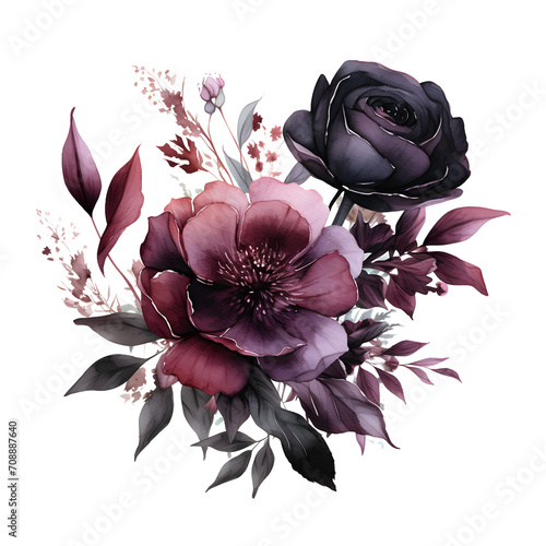 dark moody florals watercolor illustration photo