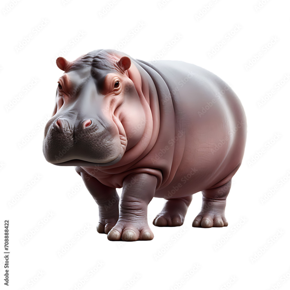 Full body hippopotamus isolated on transparent or white background Full body hippopotamus isolated on transparent or white background