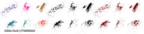 Grungy brush paint wheat, purple, orange, red, green, black color blood splatter background template banner