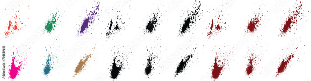 Set of vector horror wheat, purple, orange, red, green, black color blood splatter vector illustration brush line Set of vector horror wheat, purple, orange, red, green, black color blood splatter vector illustration brush line