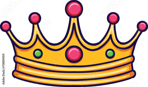 Golden crown with gemstone vector illustration isolated on transparent background. Good for mascot, logos, icons, clip art, posters, stickers.