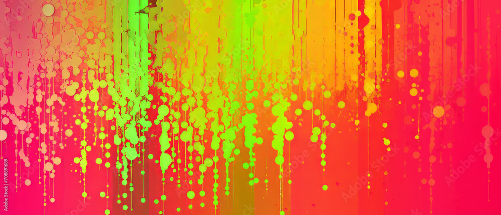 Colorful neon paint streaks and splatters create a vibrant, grungy background.