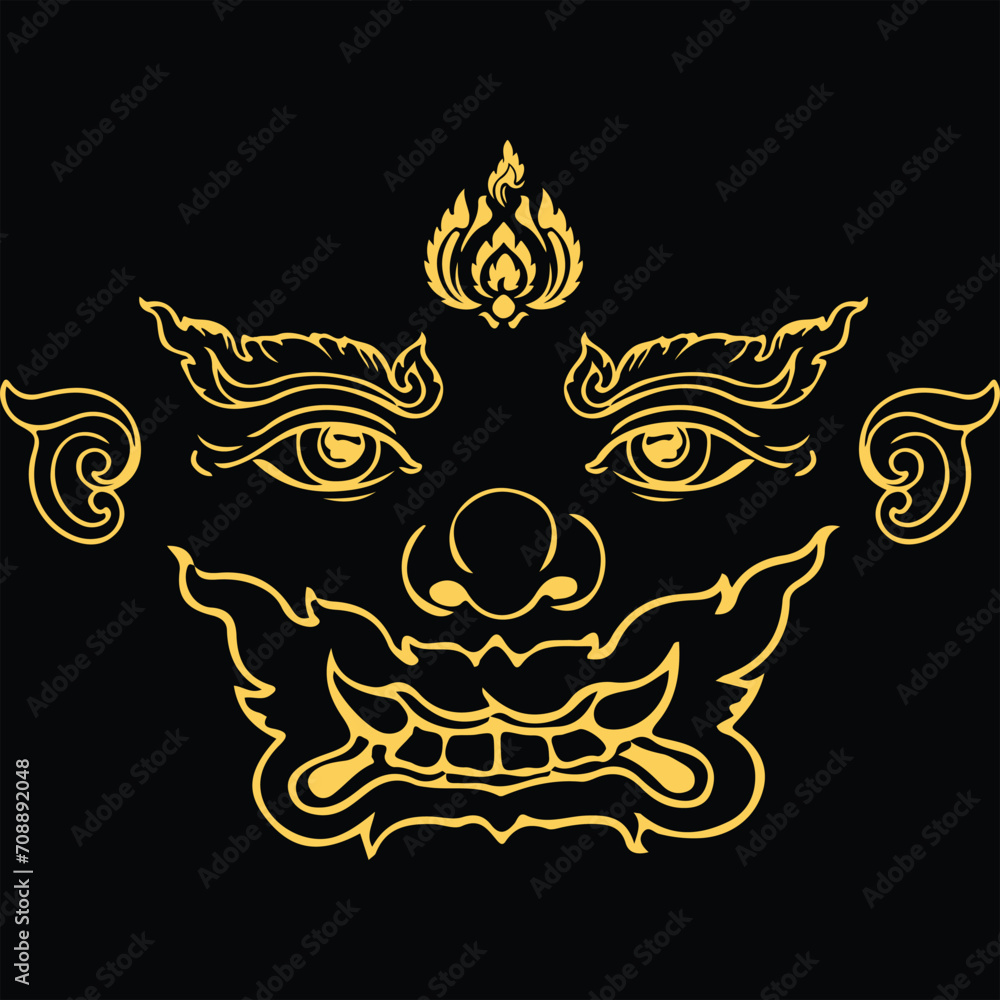 Tossakan king of Giant Thai traditional style. Thai ancient.vector ...