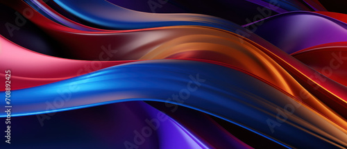 Futuristic 3D abstract with glowing neon lines in blue, purple, and pink.