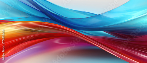 Modern 3D abstract design with flowing, colorful lines and glass-like texture.