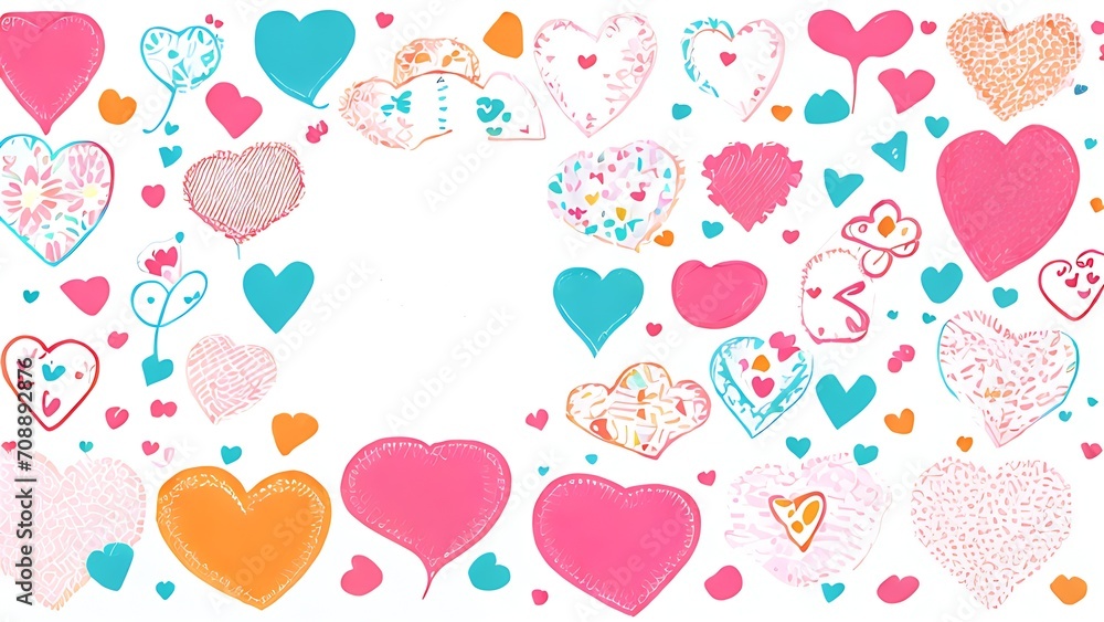 Valentine's Day. small icons of hearts, dots, gifts. set of elements for the holiday. card with place for text.
