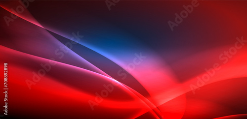 Dynamic waves in ethereal glow of neon lights. Concept merges fluidity of motion with vibrant allure of neon, crafting entrancing backdrop that embodies both vitality and futuristic sophistication