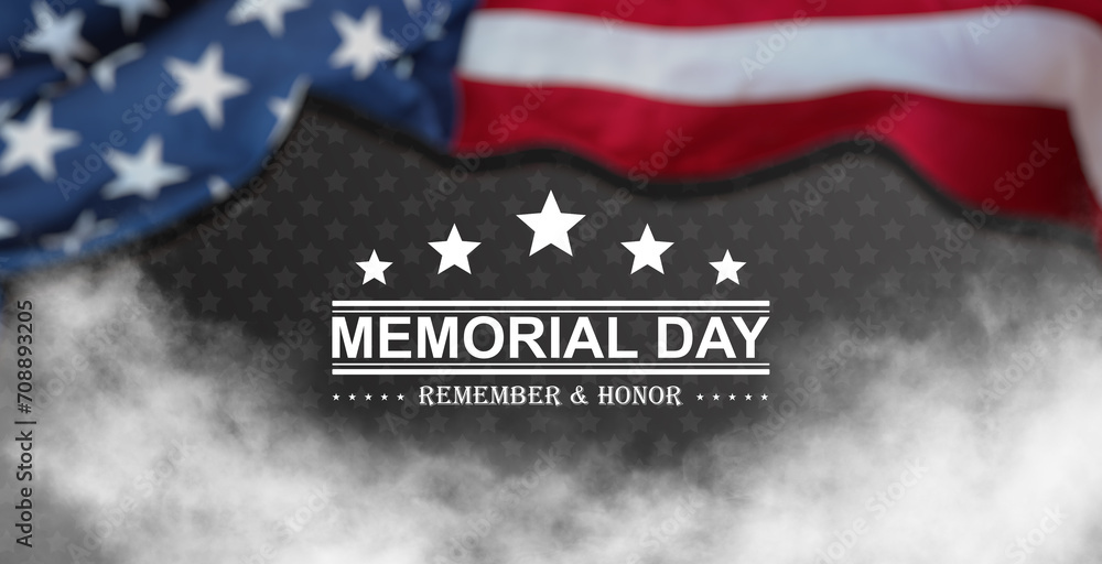 Memorial Day is observed each year in May. it is a federal holiday in the United States for honoring and mourning the military personnel who have died in the performance of their duties. 3D Rendering. - obrazy, fototapety, plakaty 