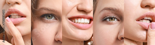 Collage of young woman's fa...