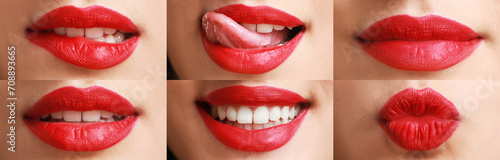 Collage of young woman's fa...