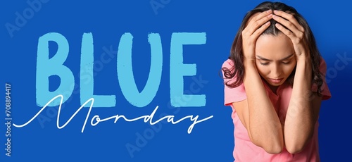 Banner for Blue Monday with depressed young woman