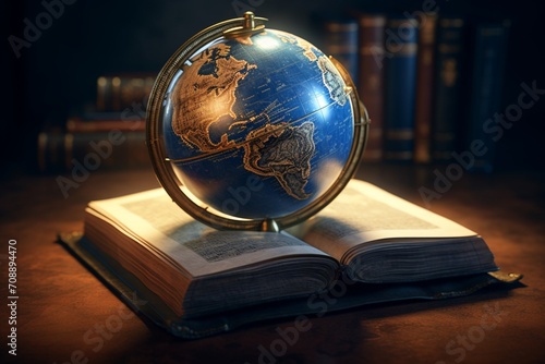 A book adorned with a globe on its cover