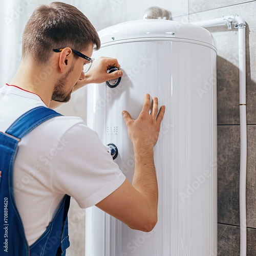 Technician plumber repairin...
