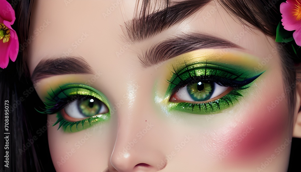 Naklejka premium close up of woman face with makeup