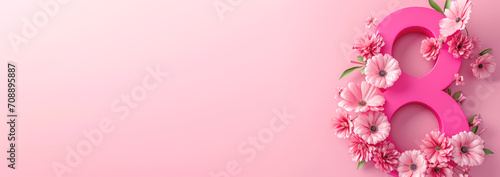  pink Number 8 , international women's day background