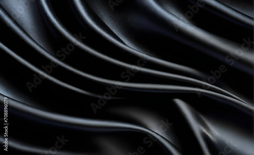 Abstract background luxury cloth or liquid wave or wavy folds of grunge black silk texture satin velvet material or luxurious background or elegant wallpaper design. Generative AI