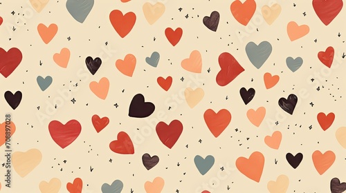 seamless vector texture with hand drawn hearts