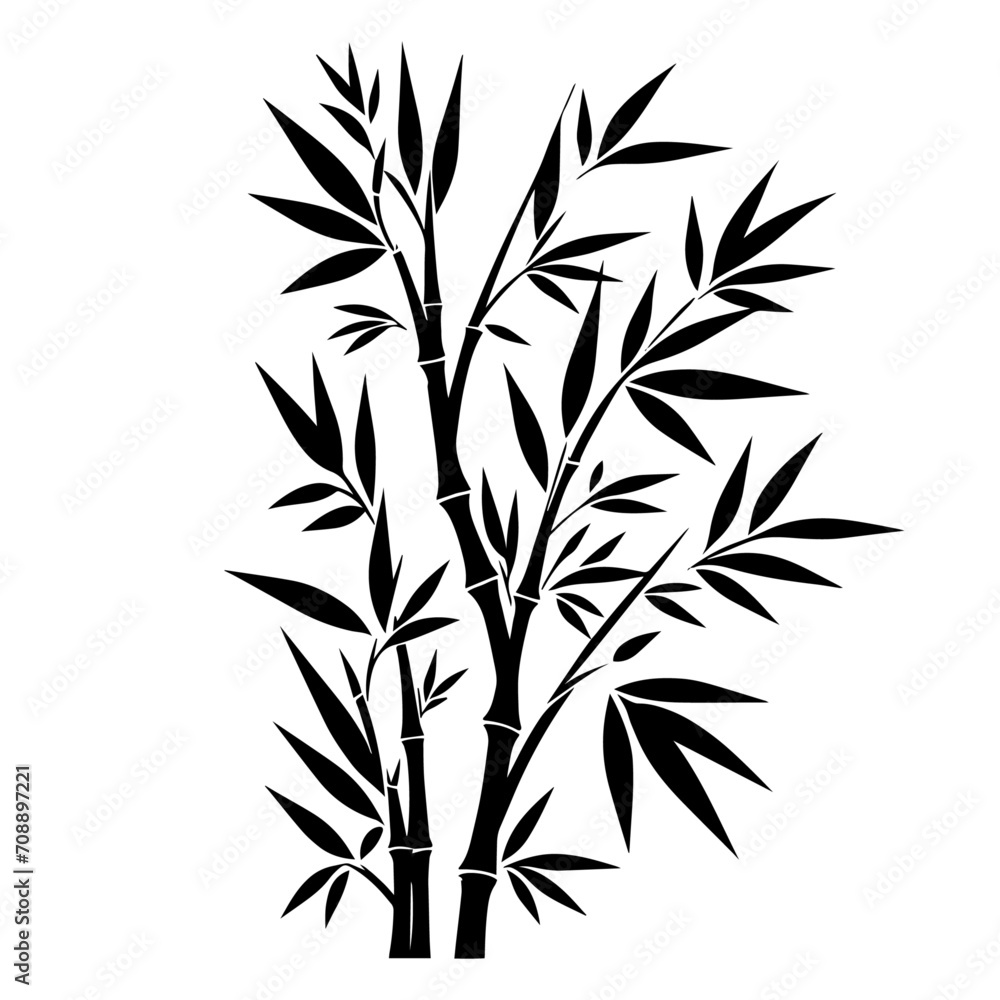 Naklejka premium bamboo leaves silhouette isolated on white