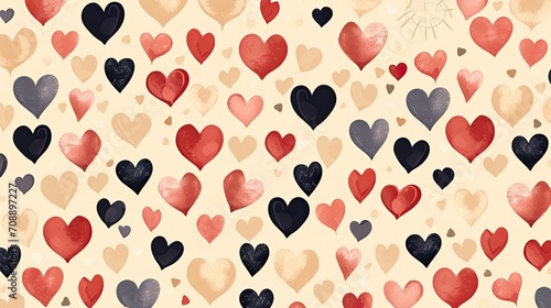 seamless vector texture with hand drawn hearts