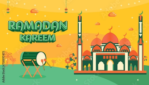 RAMADAN KAREEM EID MUBARAK GREETING CELEBRATION DAY ISLAM MOSQUE BANNER BACKGROUND 3