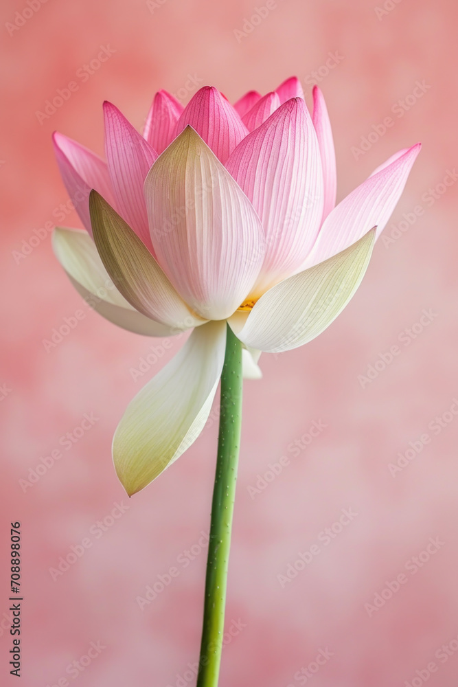 Fototapeta premium Pink lotus flower soft elegant vertical background, card template