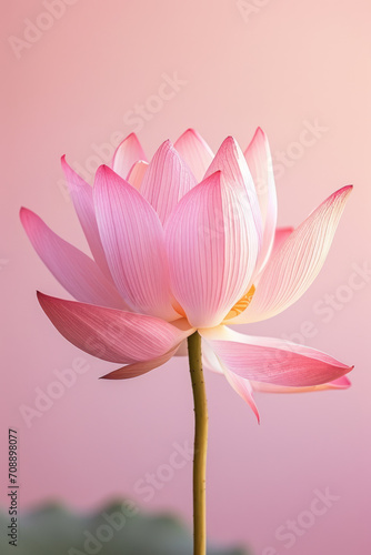 Pink lotus flower soft elegant vertical background, card template