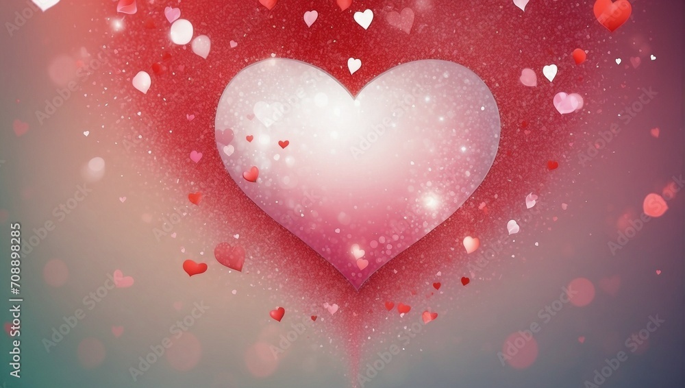 Valentine's Day background concept with beautiful 3D heart shapes and heart particles and space for text 