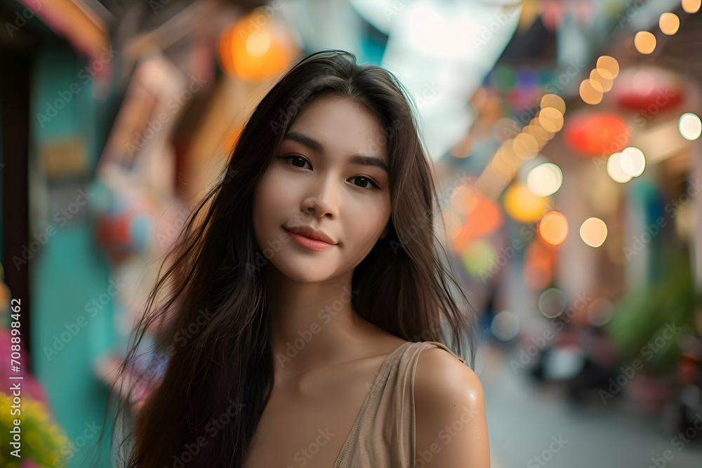 © NeuroGraphix Studio - Portrait of Thai adult beautiful girl white shirt relax and smile. © NeuroGraphix Studio - Portrait of Thai adult beautiful girl white shirt relax and smile.