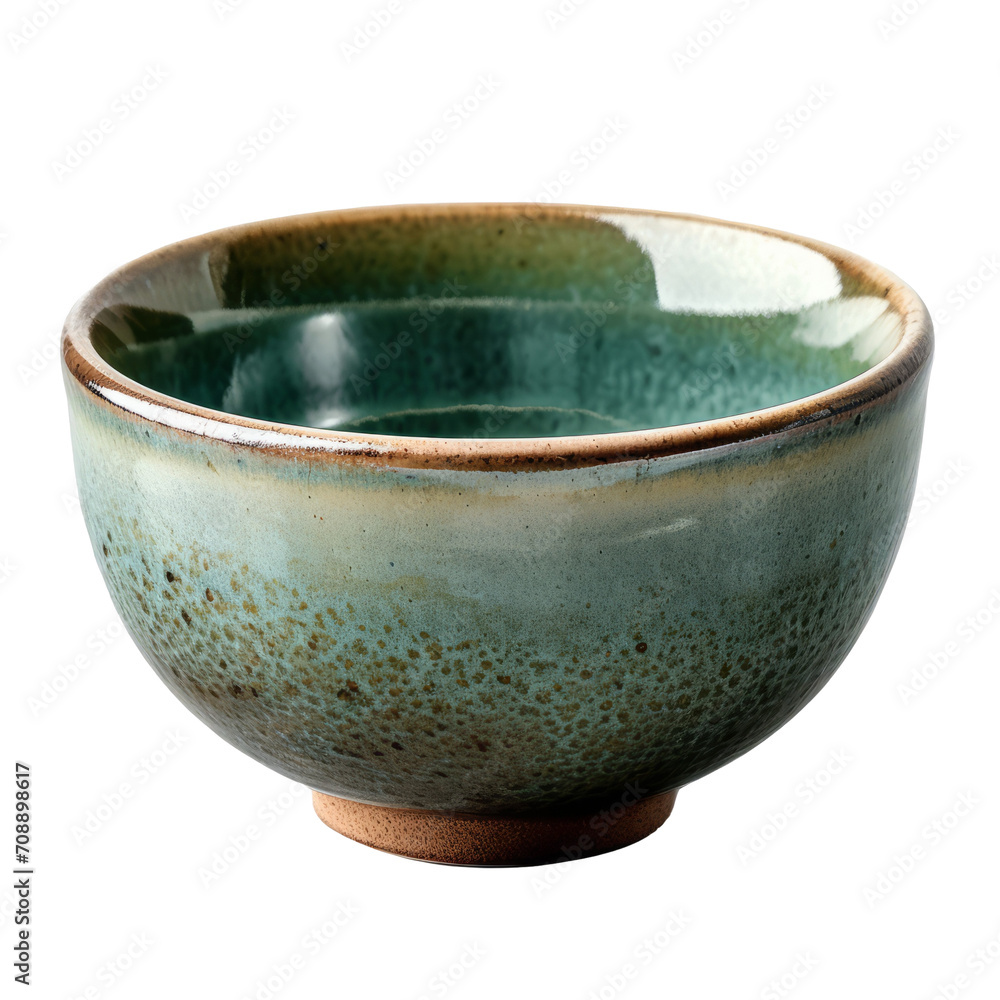 A rustic handcrafted green ceramic bowl with a beautiful blue and brown glaze. A rustic handcrafted green ceramic bowl with a beautiful blue and brown glaze.