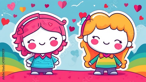 The LGBTQ girls on a Valentine's Day. Valentine's Day card