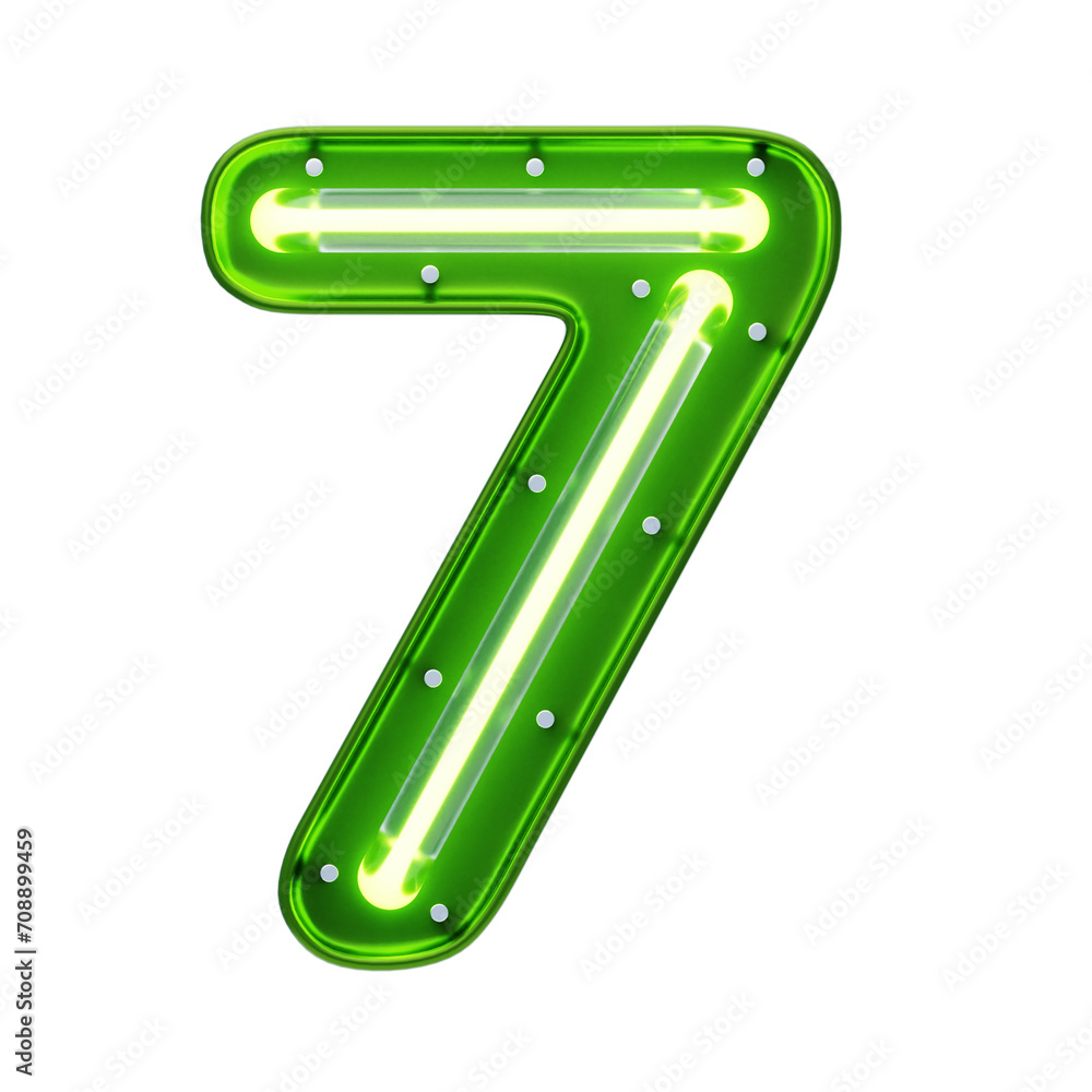 Obraz premium 3D Number 7 Shape Neon Text. 3d illustration, 3d element, 3d rendering. 3d visualization isolated on a transparent background